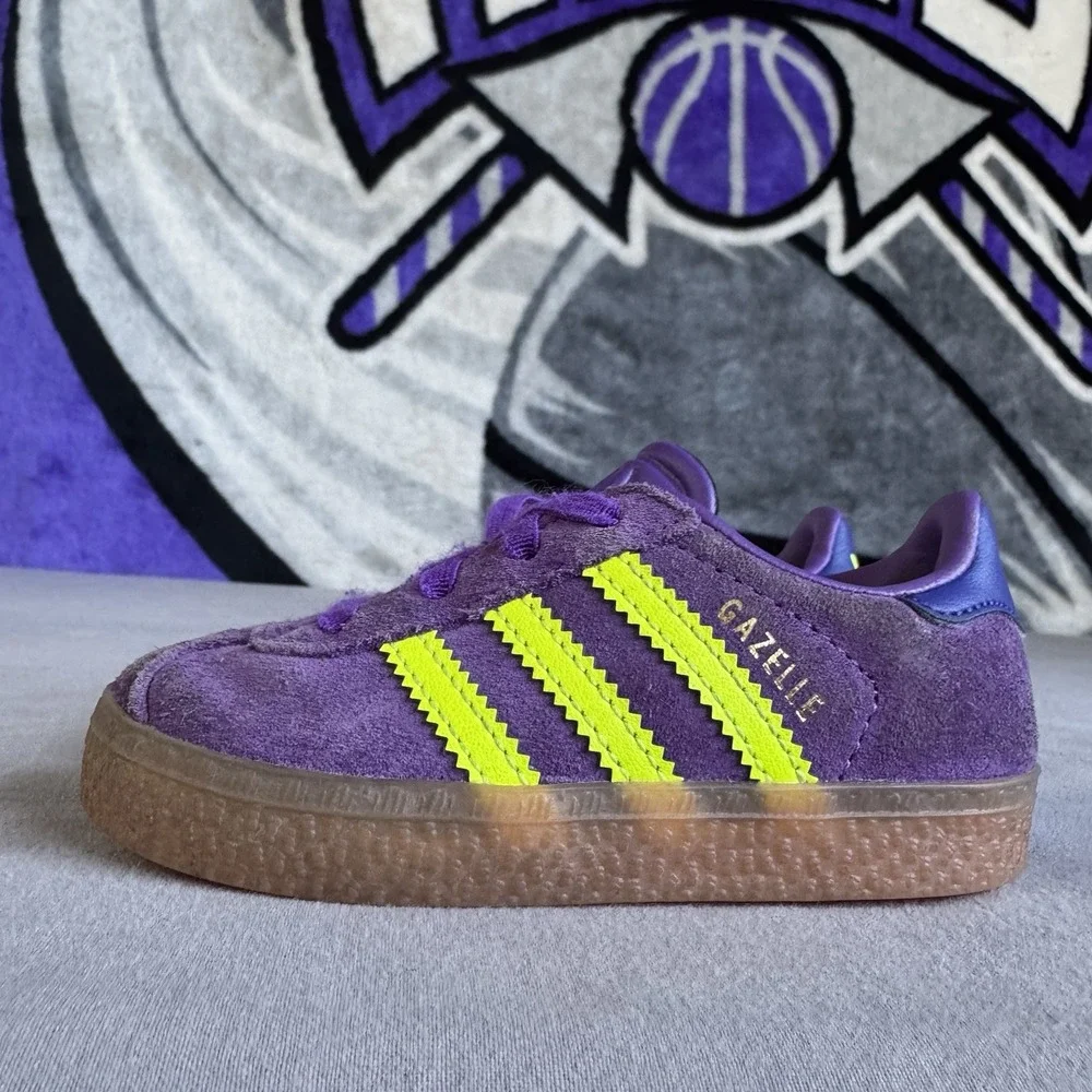 Size 6c - Kids Adidas Gazelle CF EL I  (JP7136) Purple Girl Boy